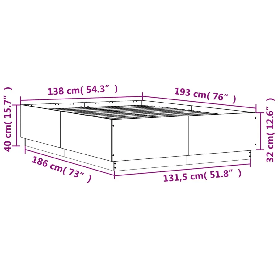 Cadre de lit sans matelas chêne marron 135x190 cm - 9
