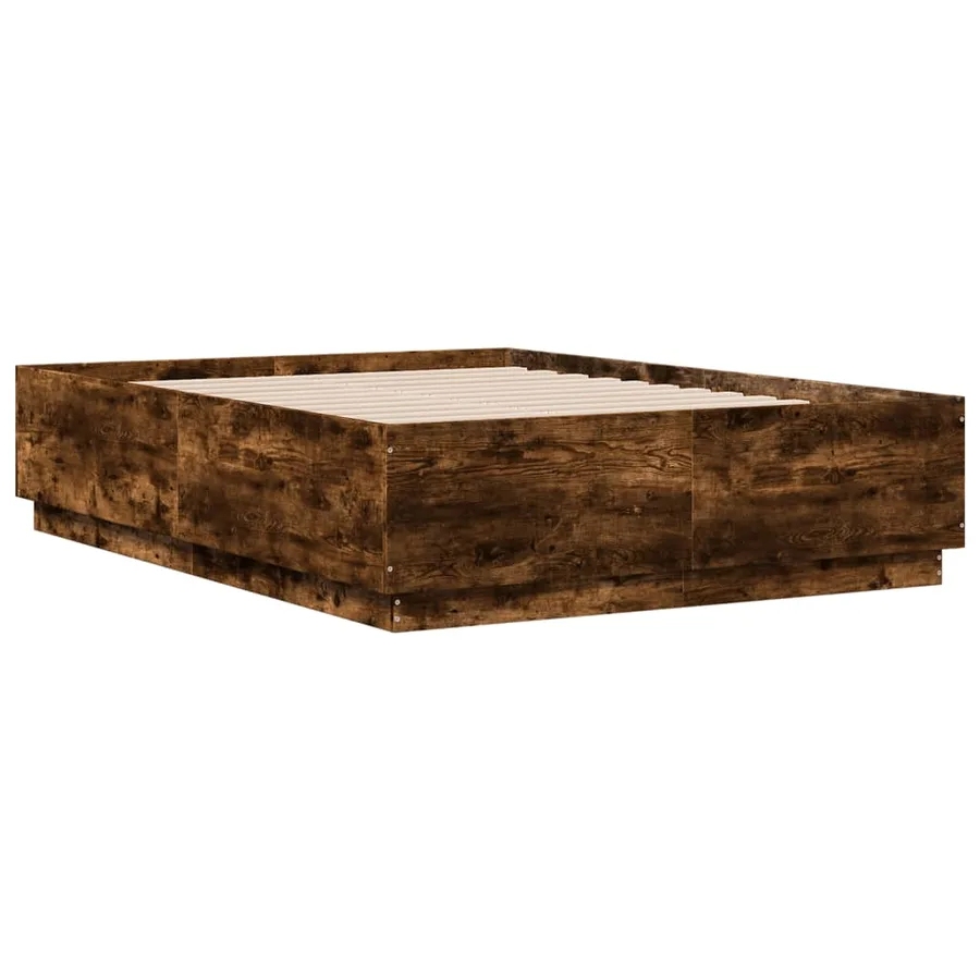 Cadre de lit sans matelas chêne fumé 135x190 cm - 3