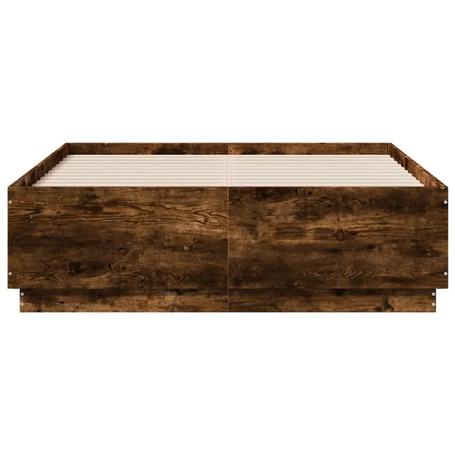 Cadre de lit sans matelas chêne fumé 135x190 cm - 4