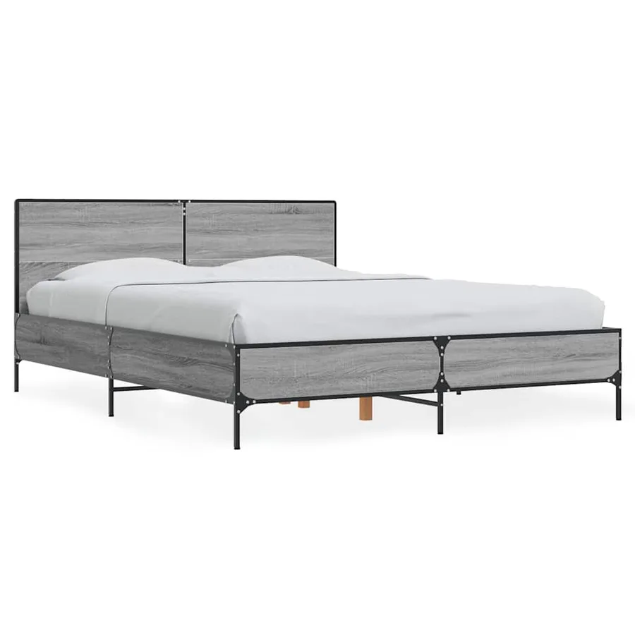 Cadre de lit sans matelas sonoma gris 140x190 cm - 2