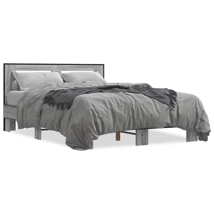 Cadre de lit sans matelas sonoma gris 140x200 cm - 2