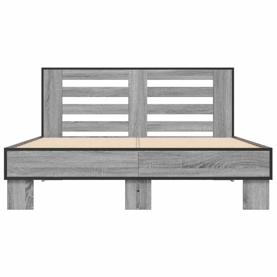 Cadre de lit sans matelas sonoma gris 140x200 cm - 4