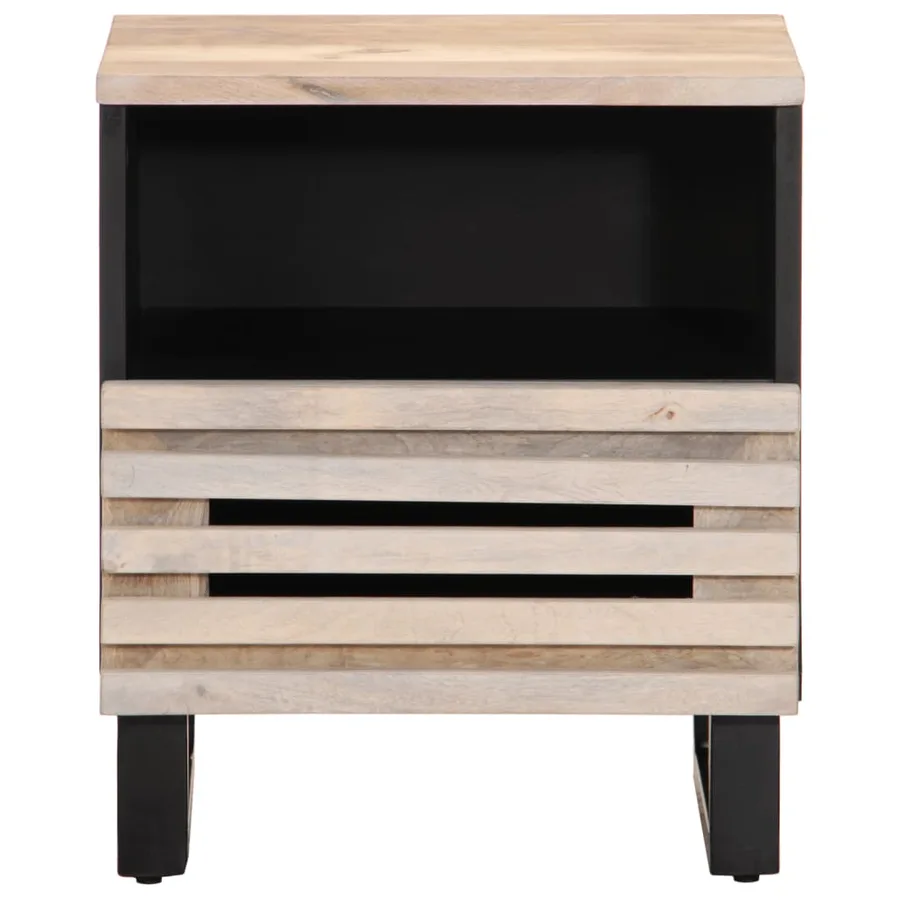 Table de chevet 40x34x46 cm bois de manguier massif blanchi - 3