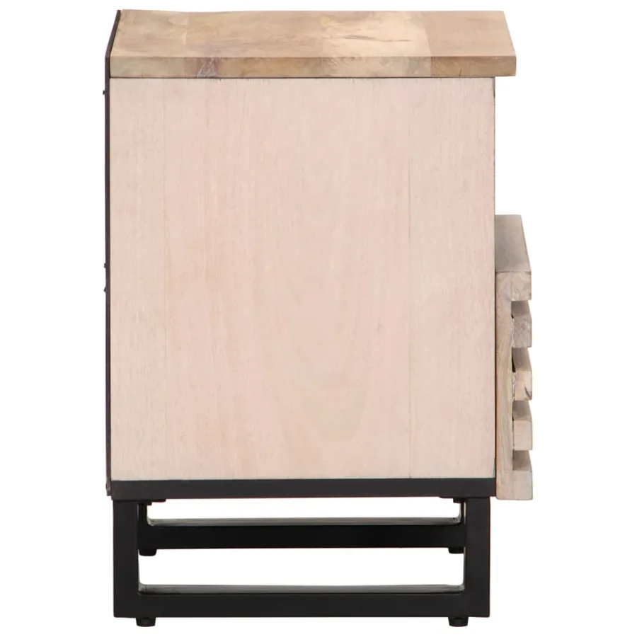 Table de chevet 40x34x46 cm bois de manguier massif blanchi - 4