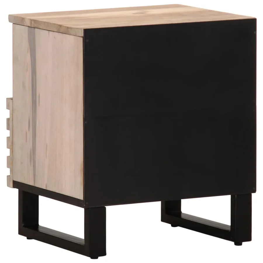 Table de chevet 40x34x46 cm bois de manguier massif blanchi - 5