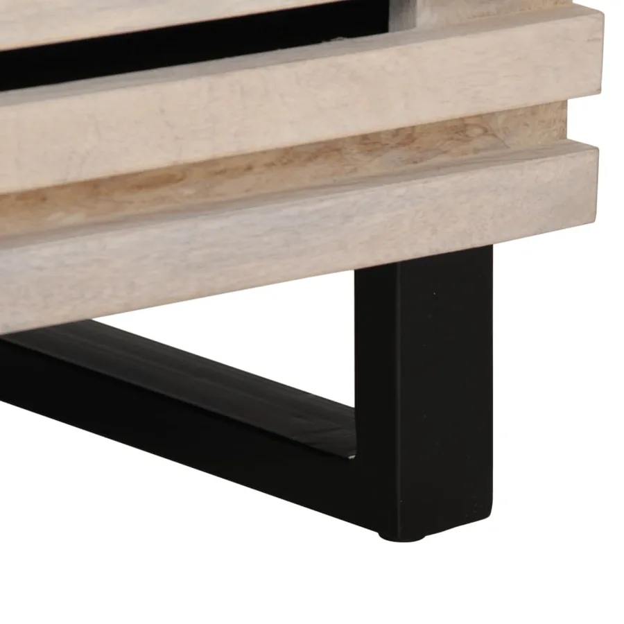 Table de chevet 40x34x46 cm bois de manguier massif blanchi - 8