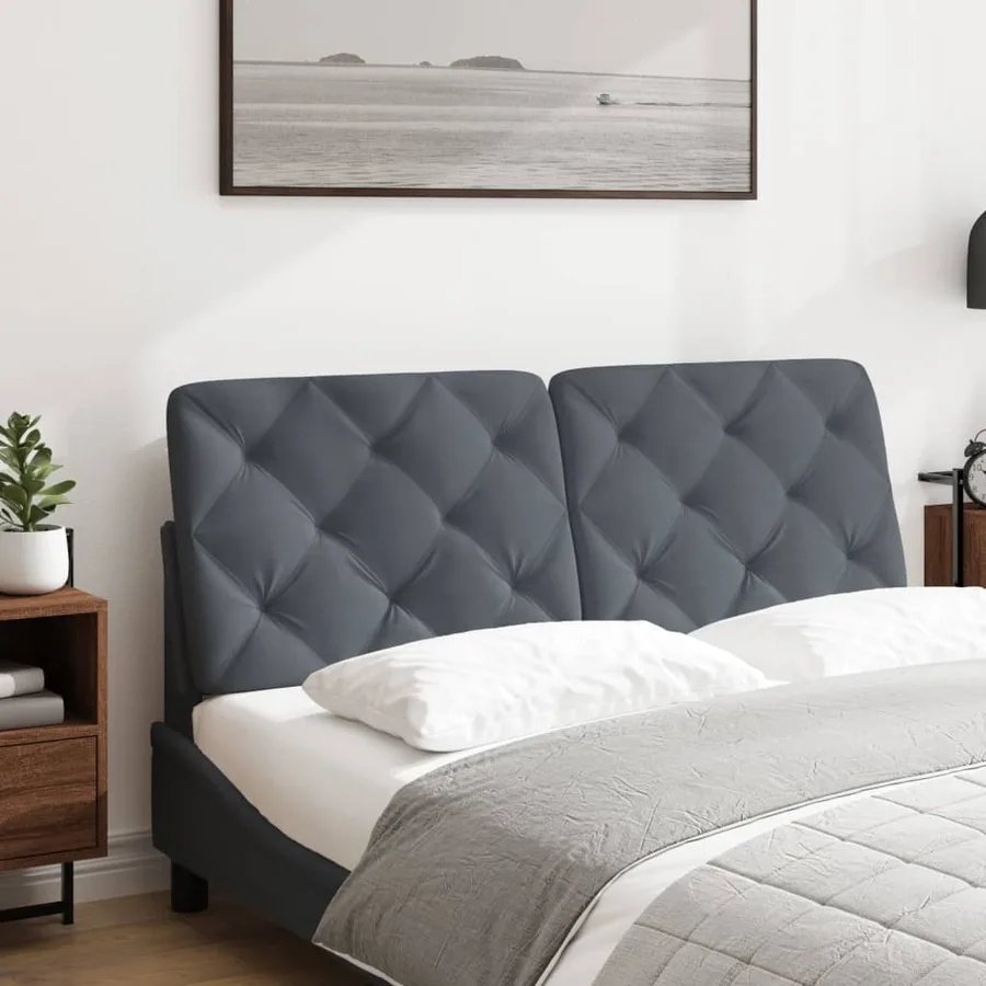 Coussin de tête de lit gris foncé 120 cm velours - 3