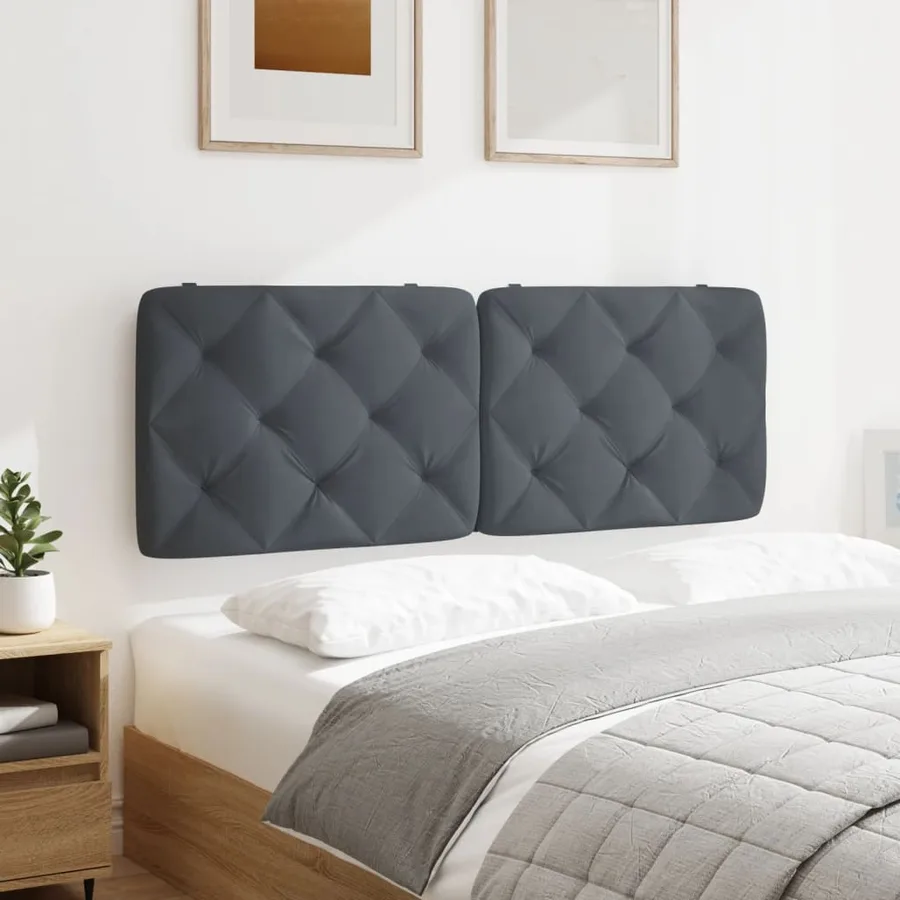 Coussin de tête de lit gris foncé 120 cm velours - 4