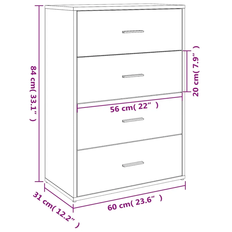 Buffet blanc 60x31x84 cm bois d'ingénierie - 10