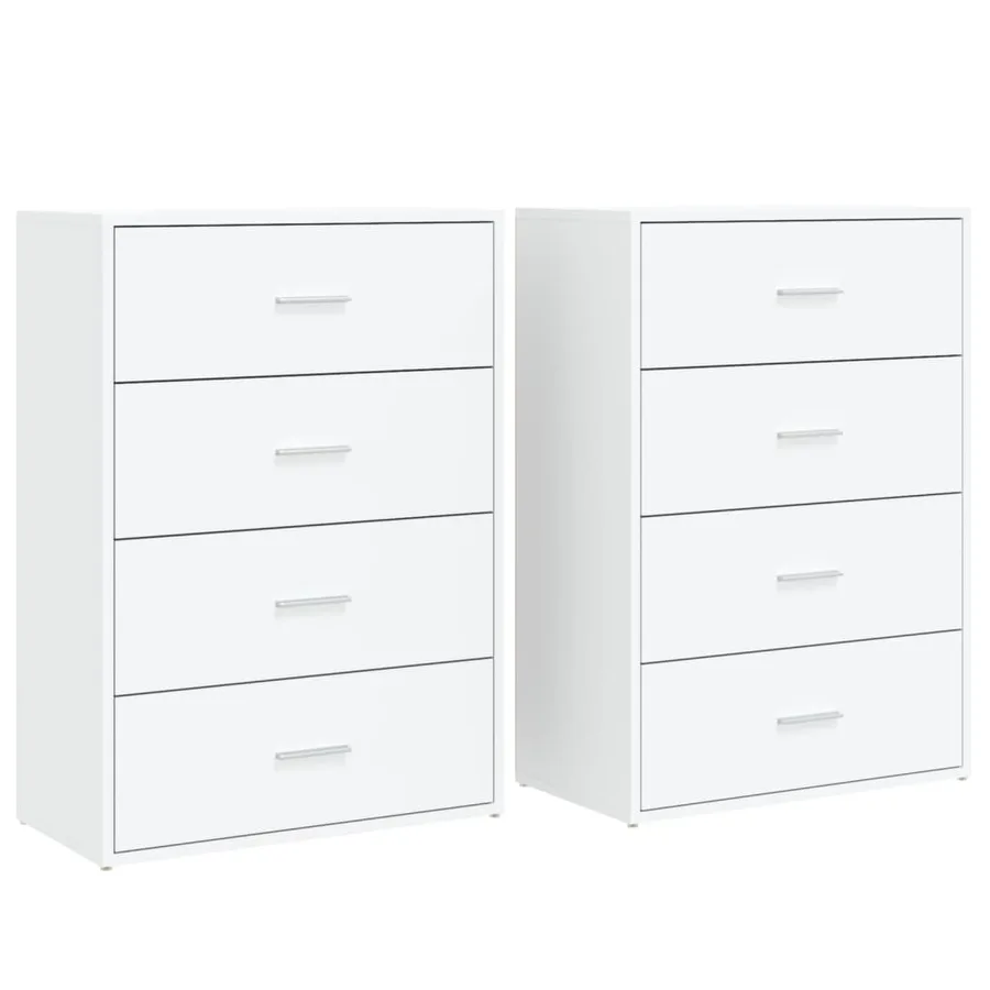 Buffets 2 pcs blanc 60x31x84 cm bois d'ingénierie - 2