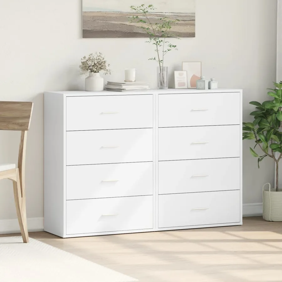 Buffets 2 pcs blanc 60x31x84 cm bois d'ingénierie - 3