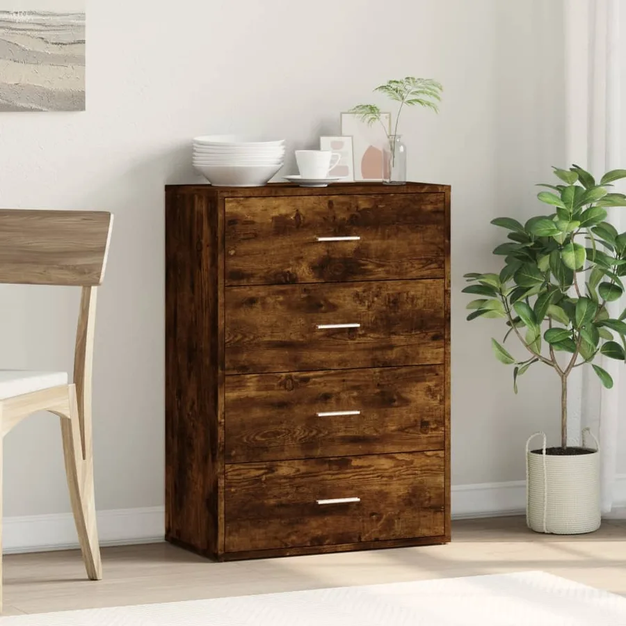 Buffet chêne fumé 60x31x84 cm bois d'ingénierie - 3
