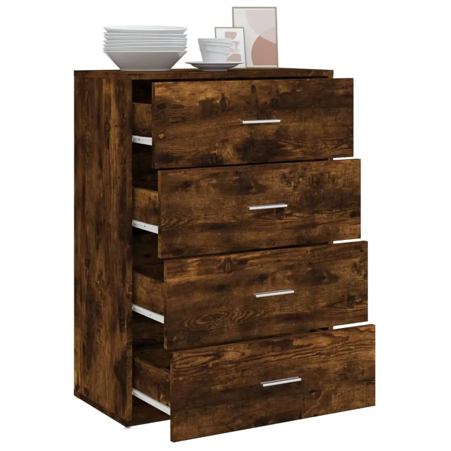Buffet chêne fumé 60x31x84 cm bois d'ingénierie - 4