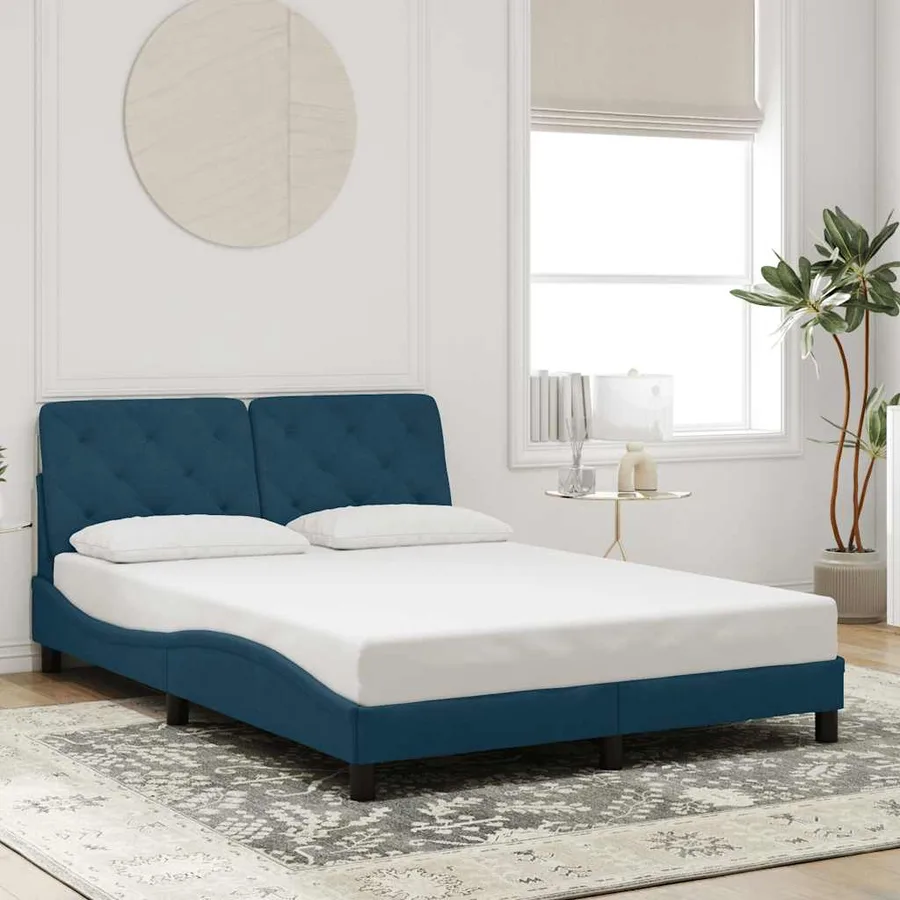 Cadre de lit avec LED sans matelas bleu 140x190 cm velours - 4