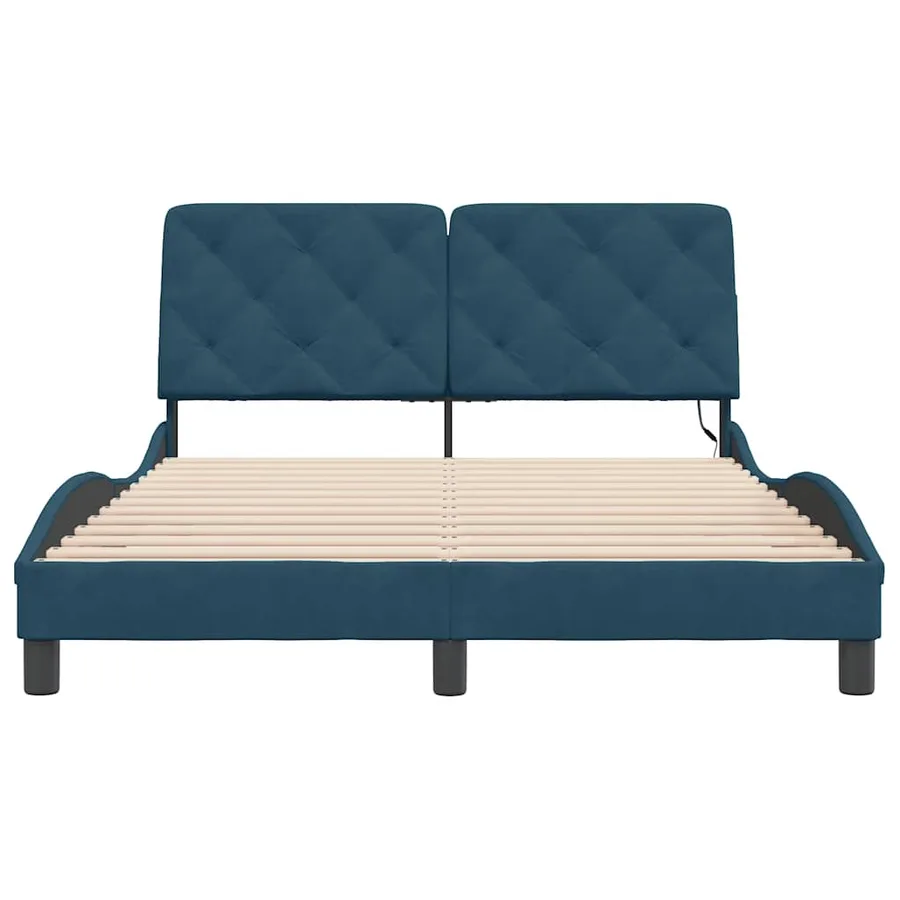 Cadre de lit avec LED sans matelas bleu 140x190 cm velours - 6