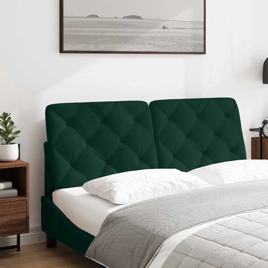 Coussin de tête de lit vert foncé 120 cm velours - 3