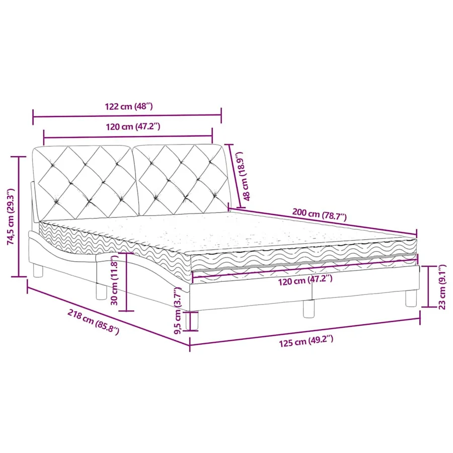 Lit avec matelas vert foncé 120x200 cm velours - 11