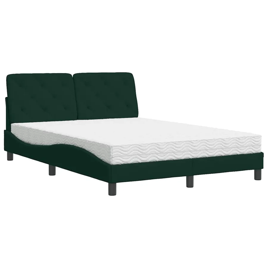 Lit avec matelas vert foncé 120x200 cm velours - 2
