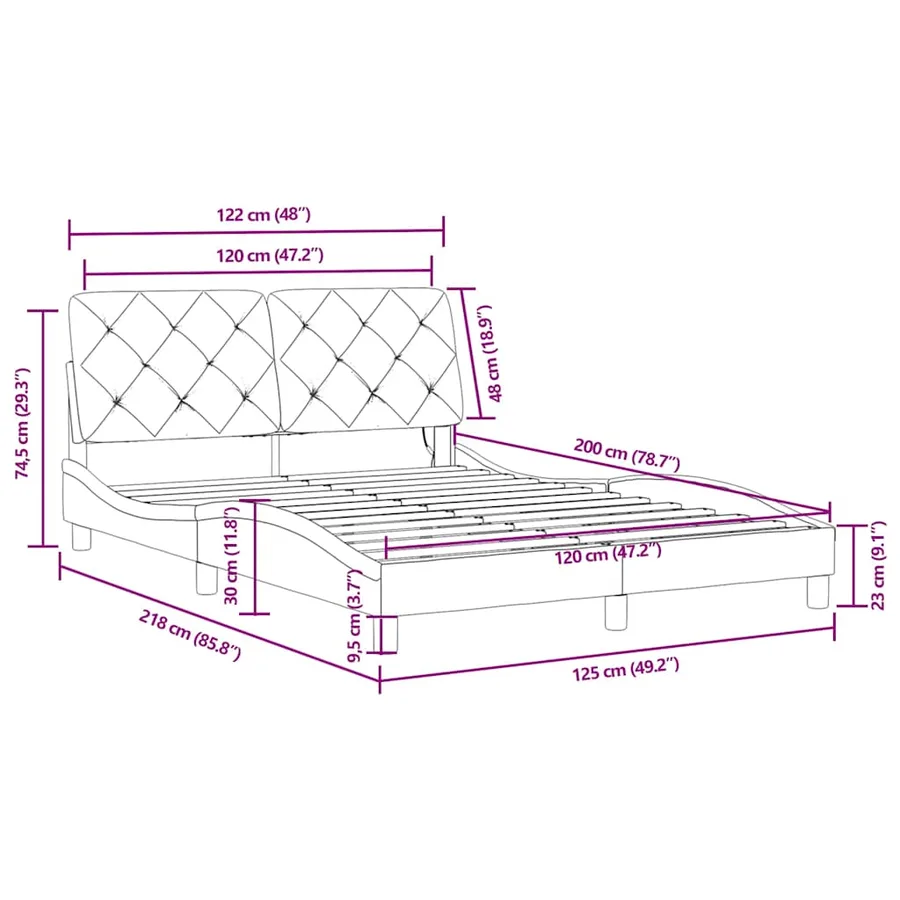 Cadre de lit avec LED sans matelas bleu 120x200 cm velours - 15