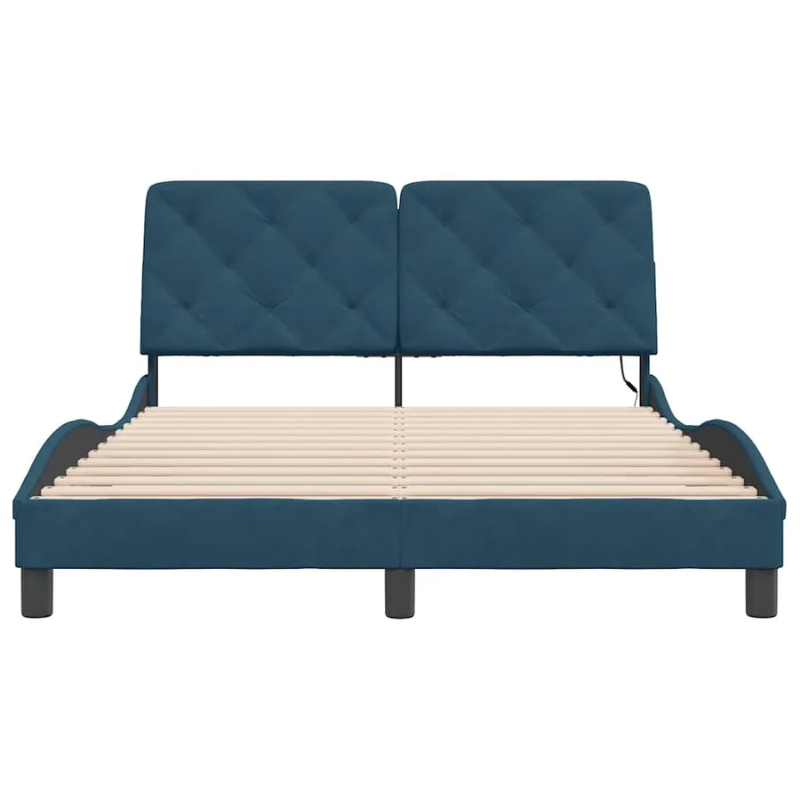 Cadre de lit avec LED sans matelas bleu 120x200 cm velours - 6