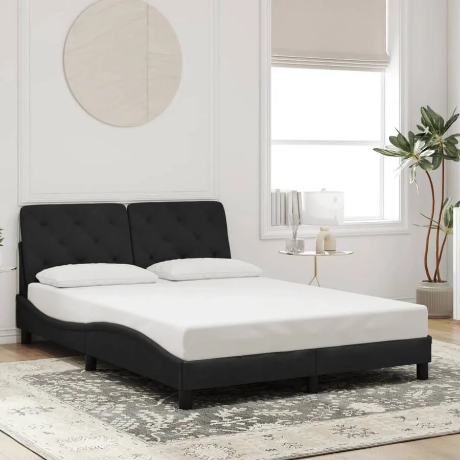 Cadre de lit avec LED sans matelas noir 140x190 cm velours - 4