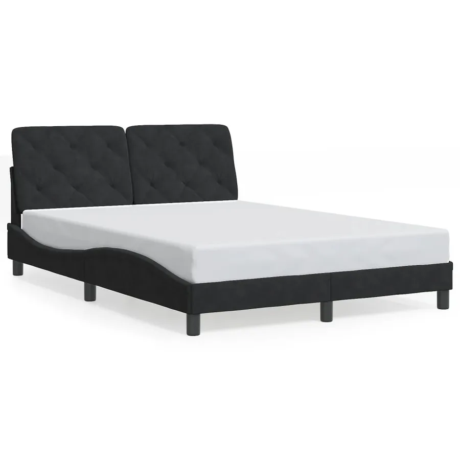 Cadre de lit avec LED sans matelas noir 140x190 cm velours - 5