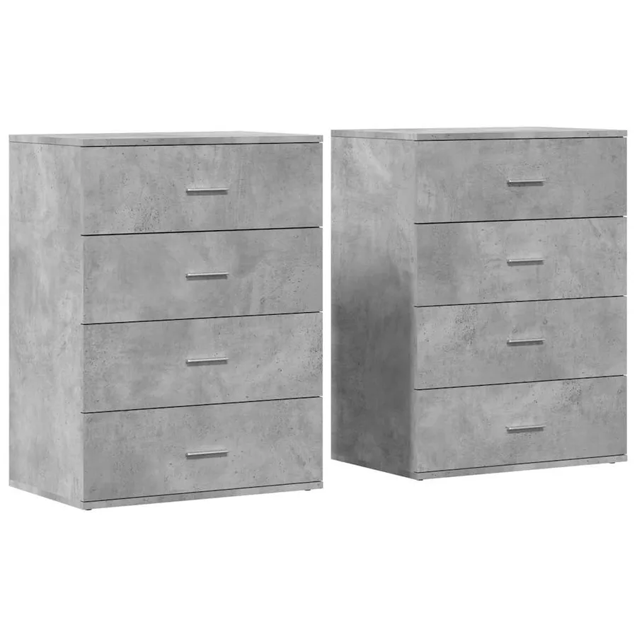 Buffets 2 pcs gris béton 60x39x80 cm bois d'ingénierie - 2
