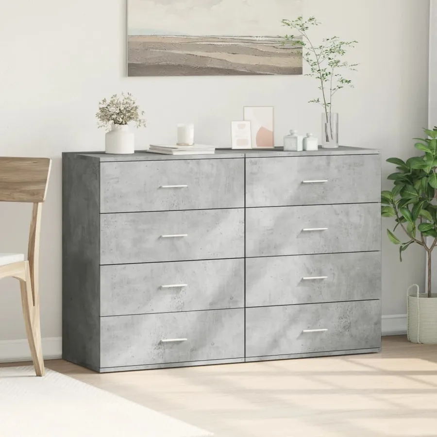 Buffets 2 pcs gris béton 60x39x80 cm bois d'ingénierie - 3