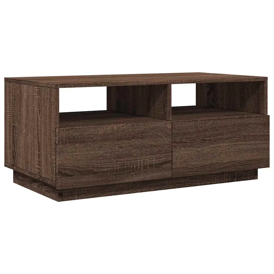 Table basse avec lumières LED chêne marron 90x49x40 cm - 3