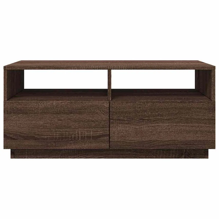 Table basse avec lumières LED chêne marron 90x49x40 cm - 6