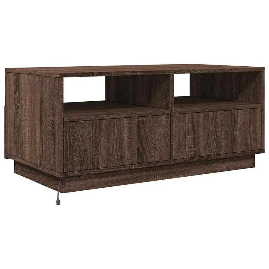 Table basse avec lumières LED chêne marron 90x49x40 cm - 8
