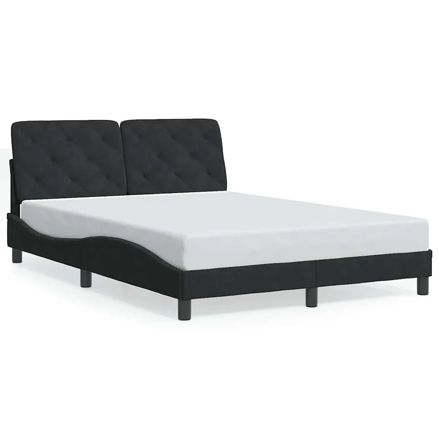Cadre de lit sans matelas noir 120x200 cm velours - 2