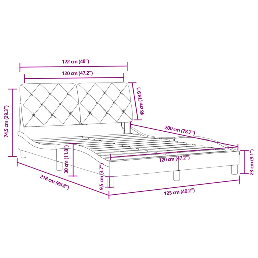 Cadre de lit avec LED sans matelas noir 120x200 cm velours - 15