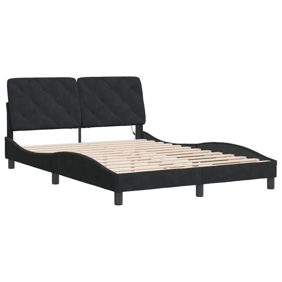 Cadre de lit avec LED sans matelas noir 120x200 cm velours - 3