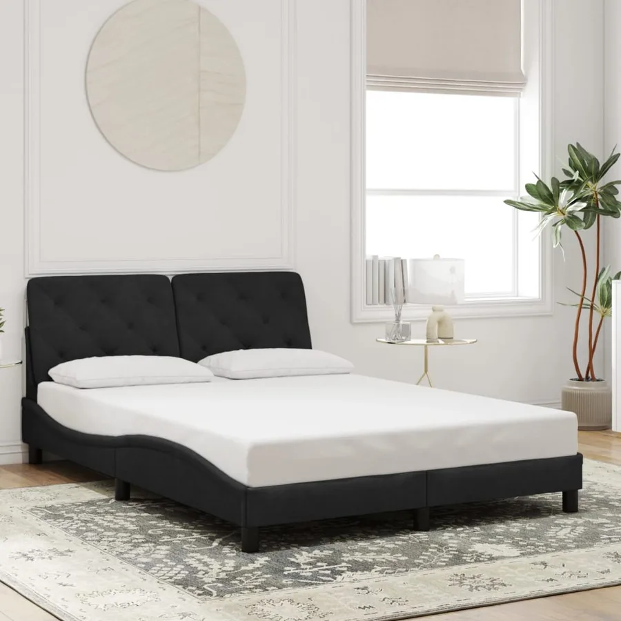 Cadre de lit avec LED sans matelas noir 120x200 cm velours - 4
