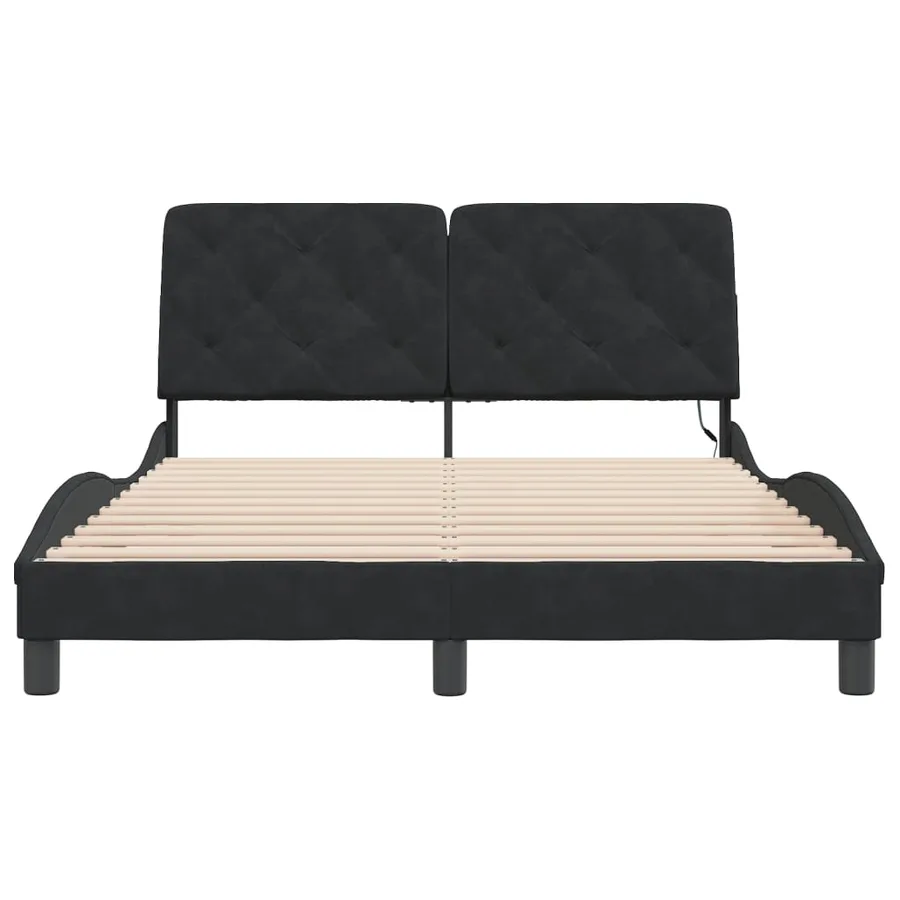 Cadre de lit avec LED sans matelas noir 120x200 cm velours - 6