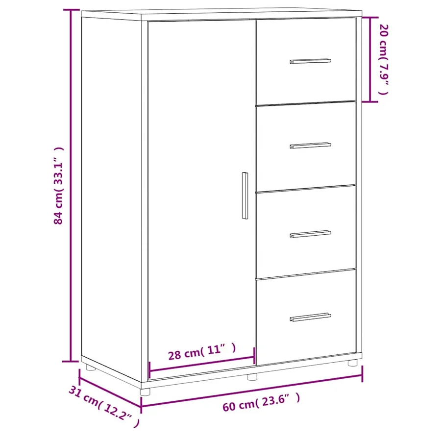 Buffets 2 pcs blanc 60x31x84 cm bois d'ingénierie - 12