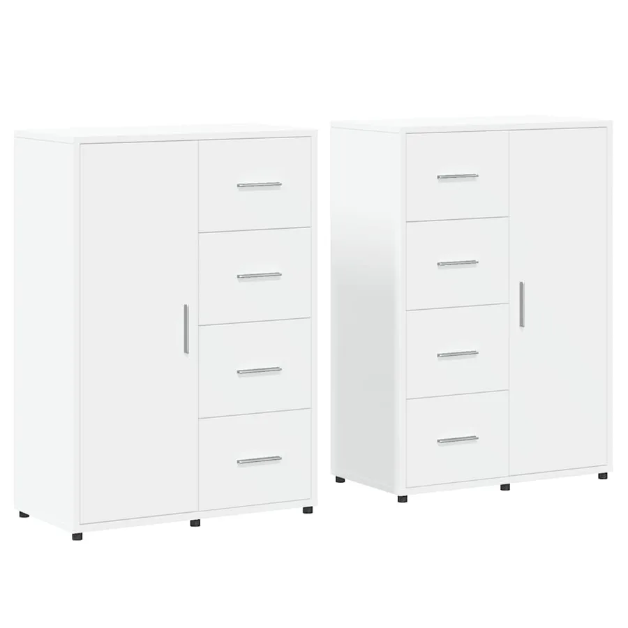 Buffets 2 pcs blanc 60x31x84 cm bois d'ingénierie - 2
