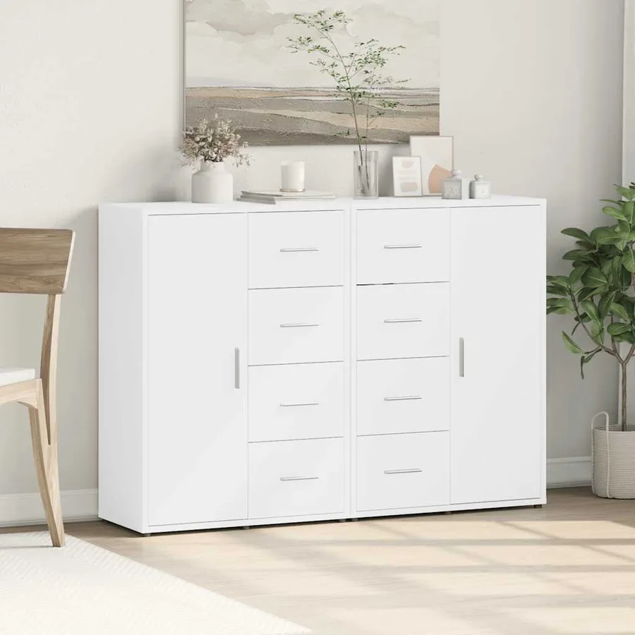Buffets 2 pcs blanc 60x31x84 cm bois d'ingénierie - 3