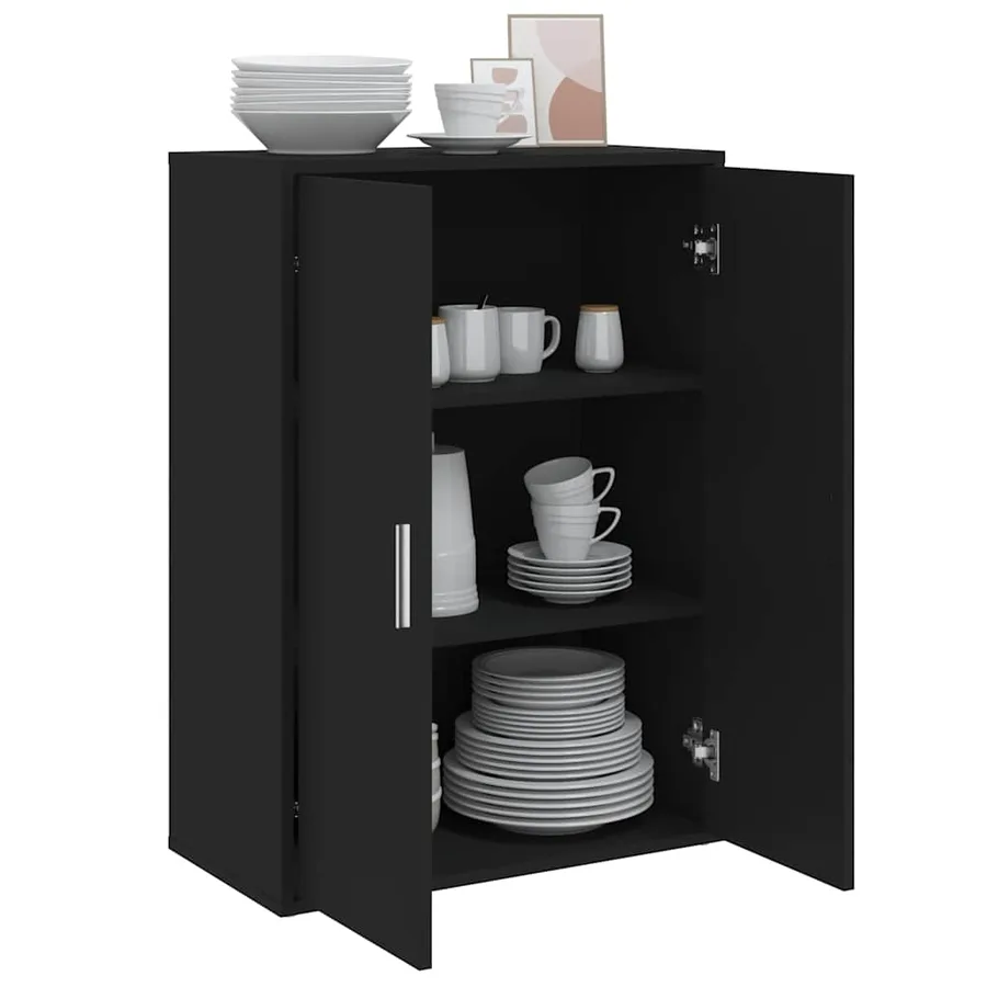 Buffet noir 60x31x84 cm bois d'ingénierie - 4