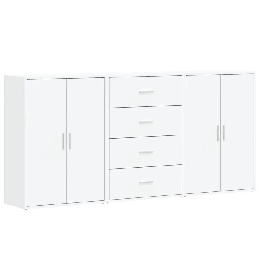 Buffets 3 pcs blanc 60x31x84 cm bois d'ingénierie - 2