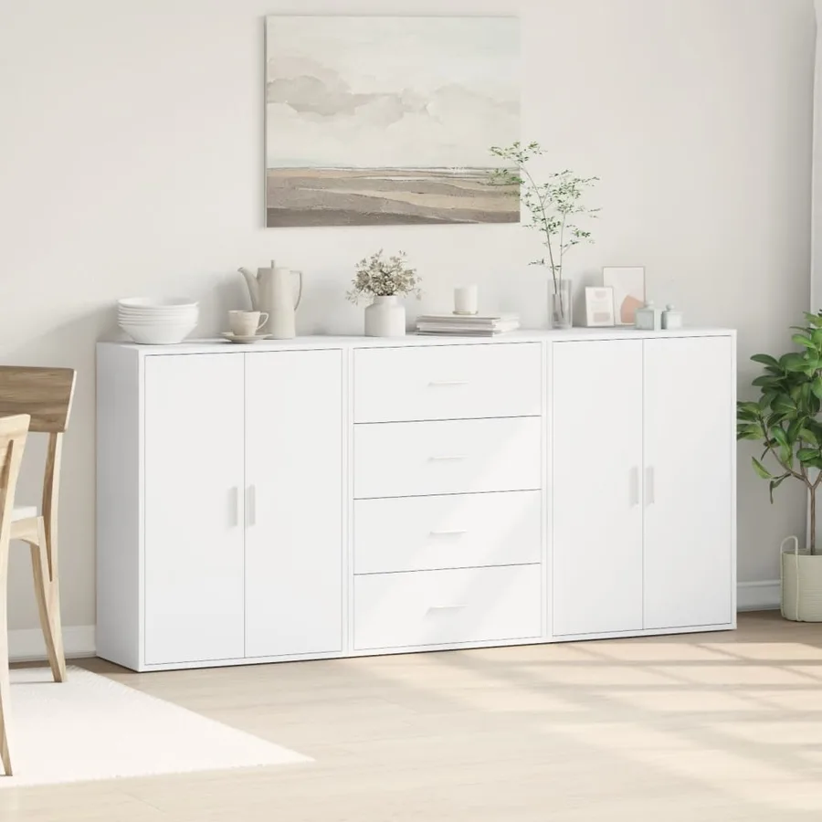 Buffets 3 pcs blanc 60x31x84 cm bois d'ingénierie - 3
