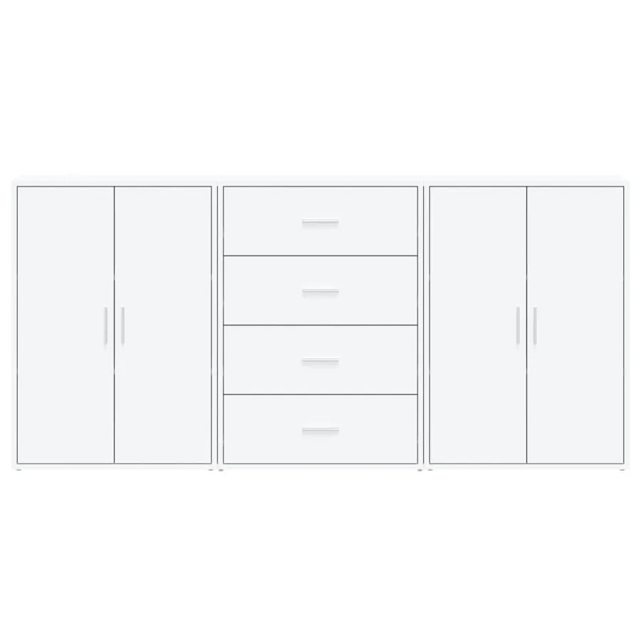 Buffets 3 pcs blanc 60x31x84 cm bois d'ingénierie - 4