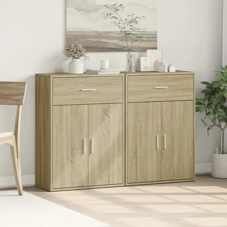 Buffets 2 pcs chêne sonoma 60x30x84 cm bois d'ingénierie - 3