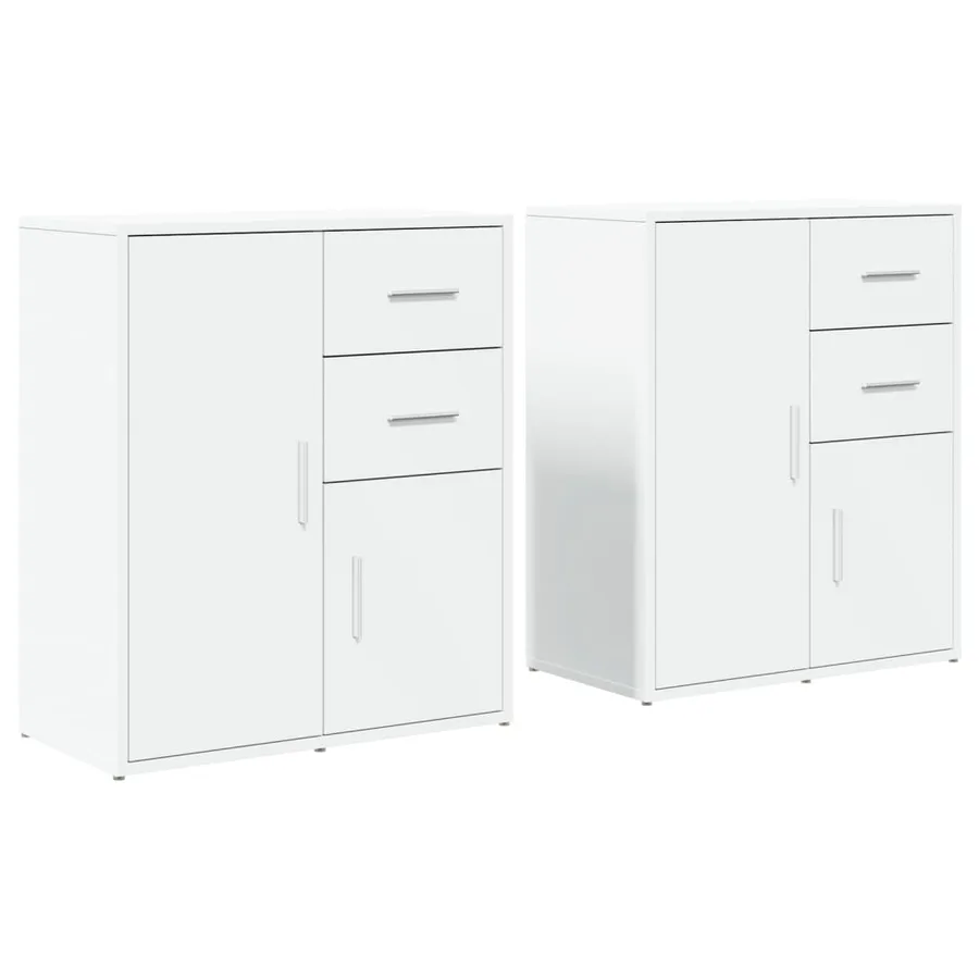 Buffets 2 pcs blanc 60x31x70 cm bois d'ingénierie - 2