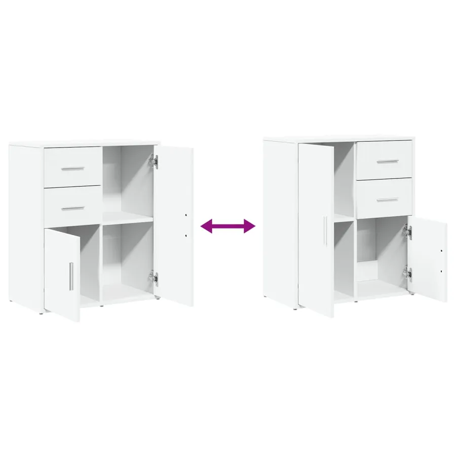 Buffets 2 pcs blanc 60x31x70 cm bois d'ingénierie - 8