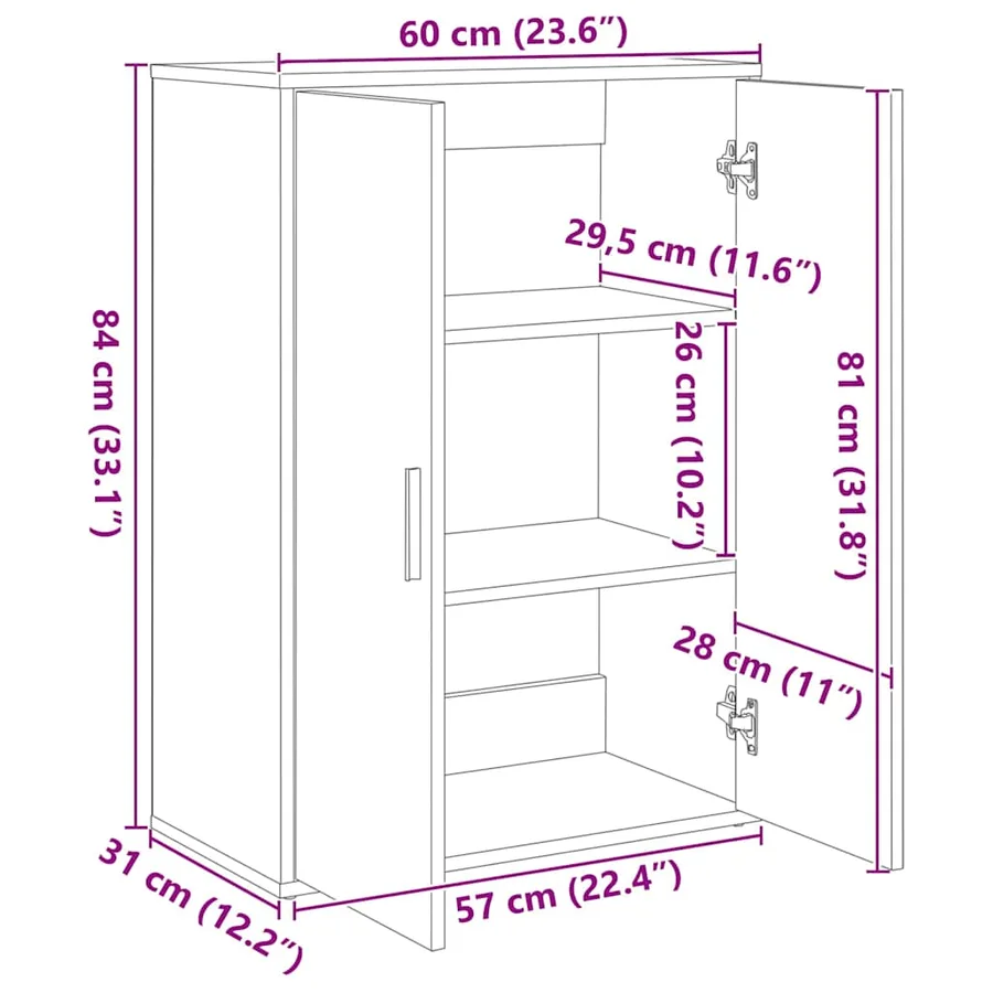 Buffets 2 pcs chêne sonoma 60x31x84 cm bois d'ingénierie - 10