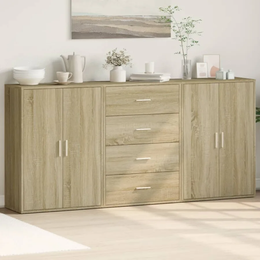 Buffets 3 pcs chêne sonoma 60x31x84 cm bois d'ingénierie