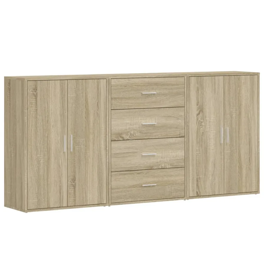 Buffets 3 pcs chêne sonoma 60x31x84 cm bois d'ingénierie - 2