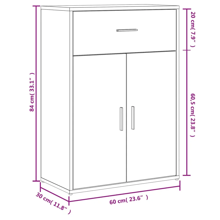 Buffets 2 pcs blanc 60x30x84 cm bois d'ingénierie - 10
